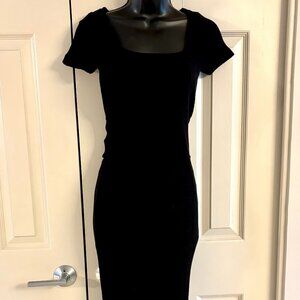 Topshop Ribbed Knit Black Midi Dress - Timeless Elegance. sz. 4